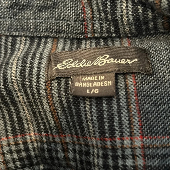 Eddie Bauer men’s blue plaid long sleeve flannel shirt size large - Picture 7 of 8